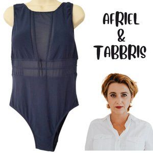 AFRIEL & TABBRIS Navy Blue Take Flight Mesh 1 -Piece Bathing Suit - Women's 12